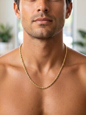 Unisex Rope Chain 14k Gold Plated Solid 925 Sterling Silver 3mm 20 Inch Stamped